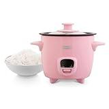 DASH Mini Rice Cooker Steamer with Removable Nonstick Pot, Keep Warm Function & Recipe Guide, Half Quart, for Soups, Stews, Grains & Oatmeal - Pink