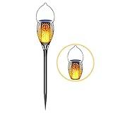 LazyBuddy Large Solar Torch Light with Flickering Flame, Upgraded 3-in-1 Solar Fire Lights Outdoor Hanging Lanterns, Festival Decorations Solar Powered Tiki Torches for Garden, Pathway, Lawn, Yard