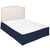 100% Cotton 600 Thread Count Dust Ruffled Classic Tailored Styling Pleated Bed Skirt, 1 Piece Box Pleated Bed Skirt 12" Drop Length (Queen Size, Navy Blue)