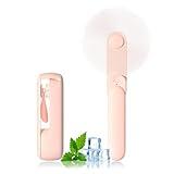 Portable Handheld Fan, 2 IN 1 Mini Hand Fan, Battery Operated [8-15 Working Hours], USB Rechargeable Personal Foldable Fan for Indoor, Small Pocket Fans Travel Essentials for Outdoor (Pink)