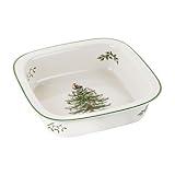 Spode Christmas Tree 10" Square Baker - Porcelain Baking Dish for Lasagna, Casserole, Holiday Desserts - Oven to Table Bakeware & Dishwasher Safe - Festive Holiday Serveware for Christmas Table