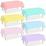 YIDAKO 6Pcs Pastel Tablecloths, Rainbow Mix Color Plastic Tablecloth Disposable Rectangle Table Covers for Baby Shower,Bridal,Wedding, Easter,Birthday and Ice Cream Party Decoration, 54 x 108 Inch