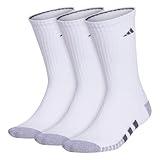 adidas Men's Cushioned (3-pair) Crew Sock, White/Grey/Onix Grey, X-Large US