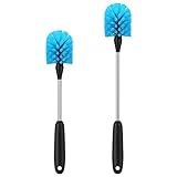 MOSOLAN Stainless Steel Water Bottle Brush, Long Handle Scrubbing Brush, Built for Cleaning Sports Bottles, Baby Bottles, Cups, Coffee Mugs, Glasswares, Wine Decanters, Flask, 2 Pack, 13 in - 15 in