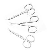 XUJINCN Beauty Scissors,3.5in Small Scissors,for Personal Facial Hair Grooming Scissors，Rounded and Curved Safety Scissors Set，for trim Men/Women Eyebrows Scissors,Nose Hair, Ear，Beard，3 Pack