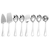 Stainless Steel Serving Utensils,8 Pcs Serving Set with Serving Spoons,Serving Fork,Soup Ladle,Lasagna Server,Pie Server,Polished Serving Utensil Set for Buffet Parties Home,Dishwasher Safe