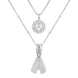 TANTIUE Alphabet Necklace Cubic Zirconia Letter Pendant, Personalized Name Jewelry Gift for Women, Customizable A-Z, Birthday/Mothers Day Gifts for Womens-1