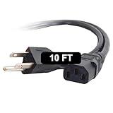 C2G 10FT Replacement AC Power Cord Shielded - Power Cable for Electronics, TV, Computer, Printer, Radio, Monitor, Samsung, Dell, Vizio, LG, Asus, Laptop and More (03134)