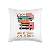 Ride the Wave Own the Street – Surf Skate Vibes Graphic Throw Pillow