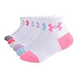 Under Armour Girls Multi Pack Quarter Sock, White (6-Pack), 4-6 US