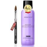 Morovan Monomer Acrylic Nail Liquid 4 oz: Acrylic Liquid Monomer for Acrylic Powder Acrylic Nail Extension with Acrylic Brush for Beginners DIY at home Non-Yellowing