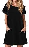 Alaster Women's 2025 Beach Tunic T Shirt Dress Loose Black Petite Casual Sundresses with Pocket for Women
