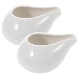 Hemoton 2Pcs Ceramic Gravy Boats,White Sauce Server for Serving Gravy Syrup Salad Dressing and More,Sauce Boat for Holiday Meals Parties and Everyday Use