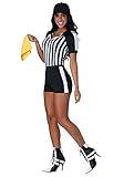 Fun Costumes Racy Referee Costume for Women, Sexy Ref Outfit with Yellow Flag Accessory for Sports Theme Dress-Up & Halloween Large