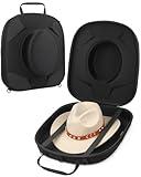 Cowboy Hat Box - Crush Proof Travel Hat Carrier Case - Hat Storage for Cowboy, Panama, Tweed & Fedora Hats - Hard Shell Cowboy Hat Storage with Carrying Handle, Shoulder and Luggage Strap - Black