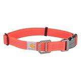 Carhartt Fully Adjustable Nylon Webbing Collars for Dogs, Reflective Stitching for Visibility, Coral Glow (Nylon Webbing), Large