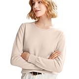 Amazon Online Com Cashmere Sweaters for Women New Cashmere Long Sleeve Crew Neck Soft Warm Knit Tops Fall Winter Fashion Clothes Trendy Outfits Beige,Medium