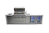 Mont Alpi MAi805-DBEVFC 44-Inch 6-Burner 115000 BTU Deluxe Stainless Steel Island Outdoor Kitchen Gas Barbecue Grill w/Granite Countertops + Wine Cooler Beverage Center Refrigerator + Faucet & Sink