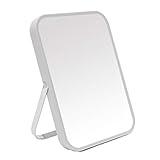 YEAKE Table Desk Vanity Makeup Mirror,8-Inch Portable Folding Mirror with Metal Stand 90°Adjustable Rotation Tavel Make Up Mirror Hanging Bathroom for Shower Shaving(Gray)