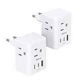 2 Pack European Travel Plug Adapter, Mifaso International Power Plug Adapter with 3 Outlets 3 USB Charging Ports(2 USB C), Type C Plug Adapter Europe Travel Essentials to Spain Italy France