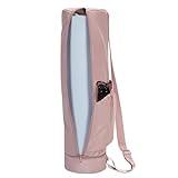 sportsnew Yoga Mat Bag, Full Zip Cargo Yoga Mat Carrier Bag with Drawstring Water Bottle Pocket and Bottom Wet Pocket, Exercise Yoga Mat Carrier Holder Multi-Functional Storage Bag, Pink patent pendin