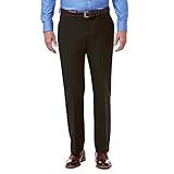 Haggar Men's Premium Comfort Classic Fit Flat Front Dress Pants-Regular and Big & Tall Sizes, Dark Chocolate, 36W x 29L