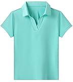 Girls Golf Clothes Size 14 16 Turquoise Collared Workout Shirts for Girls Tennis Polo Shirt Tops