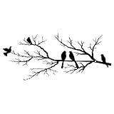 ESTART Metal Birds Wall Art, Metal Vivid Birds on Branch Silhouette Wall Decor Black Leaves with Bird Outdoor Metal Hanging Wall Sculpture for Home Balcony Garden(Small)