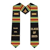 Keetegami Black Girl Magic Grads Graduation Sash Satin Scarf 72" Stole for Abroad Student International Study Class