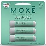 MOXĒ Eucalyptus Essential Oil Nasal Inhaler, Sinus & Congestion Relief, Daily Relaxation, Stress Relief, Therapeutic No-Mess Aromatherapy, Pure and Natural, Made in USA (3 Pack) packaging may vary