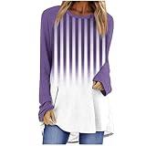 Year End Deals Women Crewneck Sweatshirts Long Sleeve Striped Ombre Color Pullover Plus Size Loose Fit Casual Comfy Fall Tunics Tops Tops