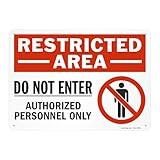 SmartSign 10 x 14 inch “Restricted Area - Do Not Enter, Authorized Personnel Only” OSHA Metal Sign, 40 mil Laminated Rustproof Aluminum, Red, Black and White, Made in USA