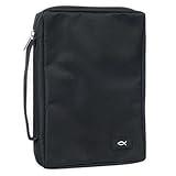Promo Poly-Canvas Bible / Book Cover w/Fish Applique (Medium, Black)