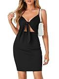 Rooscier Women's Cutout Sleeveless Bodycon Sexy Knit Mini Dress Black Medium