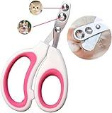 Vesslam Newly Upgraded Design Cat&Dog Nail Clipper with Two Circular Cutting Holes of Different Size(2mm&4mm)-Avoid Over Cutting Pet Nail Clippers - Professional Paw Trimmer Set for Pet (Pink)