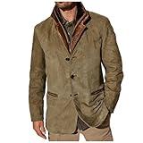 Mens Casual Western Jackets Vintage Faux Suede Leather Jacket Button Down Winter Coat Casual Retro Outerwear for Men