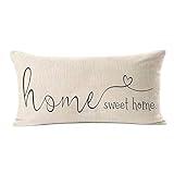 MFGNEH Home Sweet Home Quotes Farmhouse Pillow Covers 12x20 Inch,Home Decorative Throw Pillow Case Cushion Cover,Home Gifts,Housewarming Gift