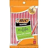 BIC Round Stic Xtra Life Red Ballpoint Pens, Medium Point (1.0mm), 10-Count Pack of Bulk Pens, Flexible Round Barrel for Writing Comfort, No. 1 Selling Ballpoint Pens