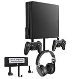 Wall Mount for PS4 Slim with Detachable 2 Controller Holder & Headphone Hanger, Metal Stealth Wall Mount Stand for Playstation 4 Slim