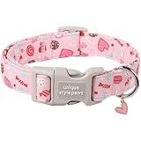 Unique Style Paws Valentine's Day Dog Collar Heart Love Collar for Dog Cotton Plastic Buckle Dog Collars,Adjustable Valentine Candy Lollipop Heart Puppy Collar with Cute Love Pendant