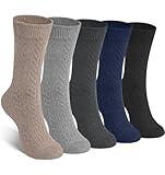 YSense 5 Pairs Womens Wool Socks Thick Knit Warm Winter Socks Cozy Comfy Socks Gifts for Women