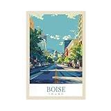 STYNAHG Boise Idaho Vintage Travel Art Poster Canvas Poster Wall Art Decor Print Picture Paintings for Living Room Bedroom Decoration Unframe:12x18inch(30x45cm)