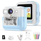 Kid Camera for Boys,Portable Toddler Blue Printing Camera Toy 1080P Video Cameras Children Instant Print Camera for Kids 3 Print Paper & 32G Card Christmas Birthday Gifts（Blue）