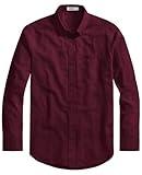 Oxford Button Down Shirts for Men Business Casual Shirt Mens Casual Dress Shirts Long Sleeve Untucked Shirt with Pocket Burgundy