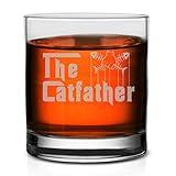 Veracco The CatFather Whisky Glass – Whiskey Glasses Unique Gifts for Men Cat Dad Gift for Birthday Fathers Day (Clear, Glass)