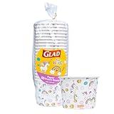 Glad for Kids Unicorn Paper Snack Bowls, Lids Not Included - Heavy Duty Disposable Bowl with Printed Unicorns for Everyday Use, 12 Ounces - 20 Count