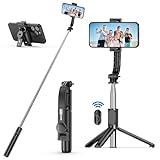 SelfieShow Selfie Stick, Extendable Selfie Stick Tripod with Wireless Remote and Tripod Stand, Portable, Lightweight, Compatible with iPhone 15 14 13 12 Pro Xs Max X 8Plus, Samsung Smartphone and More