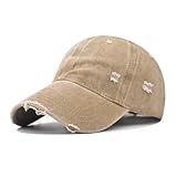 Classic Vintage Distressed Baseball Cap, Washed Cotton, Adjustable Fit, Kahki, Nostalgic Style