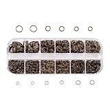 Pandahall Mixed Size 4-10mm Iron Open Jump Rings Antique Bronze Plated Unsoldered Round Ring Connectors for Chainmail Jewelry Bracelet Necklace Making