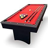 Freetime Fun 6 FT Pool Table. Includes Billiard Tables Accessories- 2 Pool Cues, Set of Balls, Triangle, Pool Table Brush, Chalk, No Assembly, Portable
